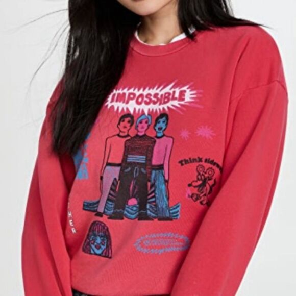 Mother Drop Square Stargazer Cotton Graphic Sweatshirt in Think Sideways Size XS - Picture 1 of 9